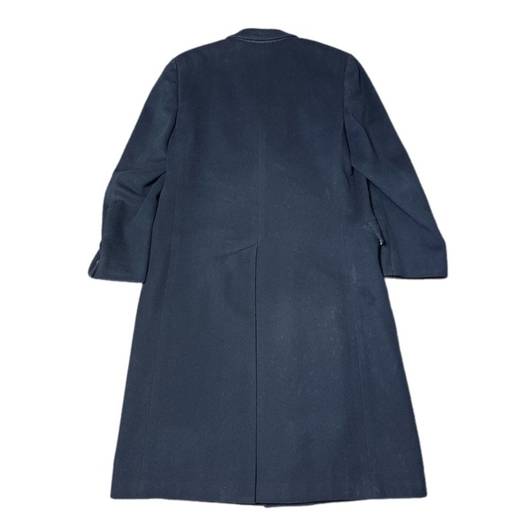 Hart Schaffner Marx Men's Dark Navy Wool Long Trench Overcoat Size 44R - Picture 3 of 5